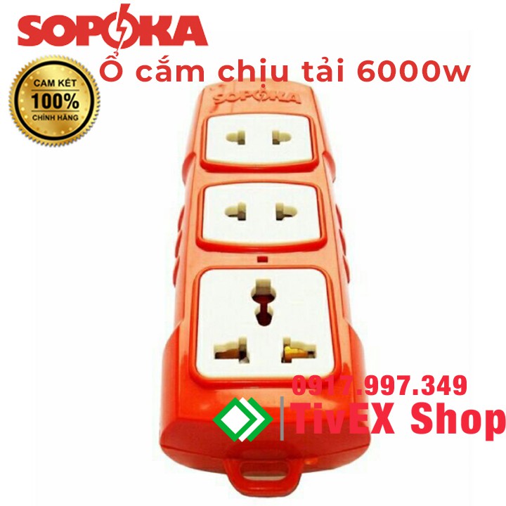 Ổ cắm điện công suất cao, chống cháy, chống vỡ 6000w Sopoka