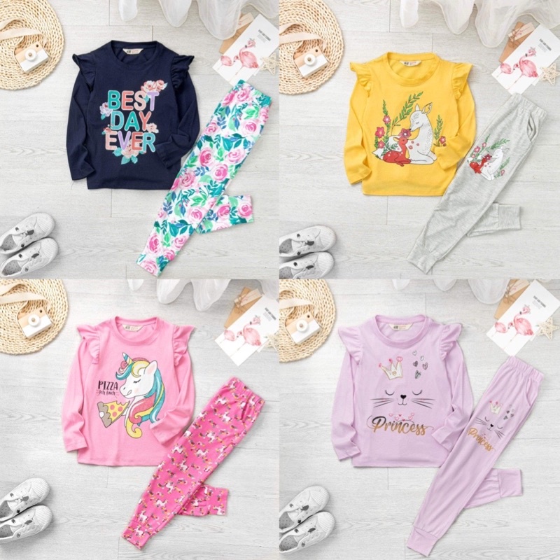 Bộ dài tay bé gái Janeshop, Set quần áo cotton size đại bèo vai cực xinh 18-40kg