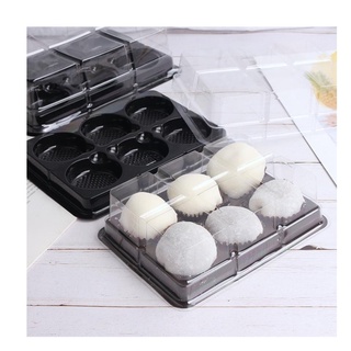  Hộp Nhựa Đế Đen 6 Ô Fg332 FG334 Đựng Bánh Trung Thu Bánh Mochi   set 50c  