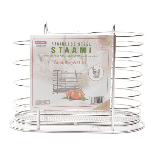 Ống đũa inox Hàn Quốc Staami 2 ngăn không hoen gỉ 19,5 x 9,5 x14,3cm ST954 hàng nhập chính hãng