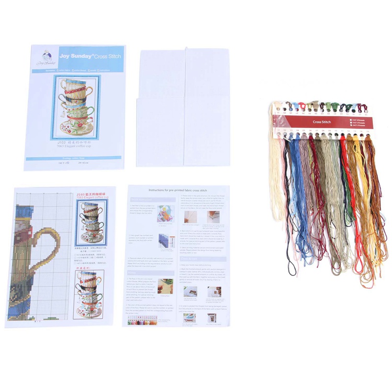 Bộ Tranh Thêu Chữ Thập 14ct Diy Hình Tách Cà Phê 28x42cm