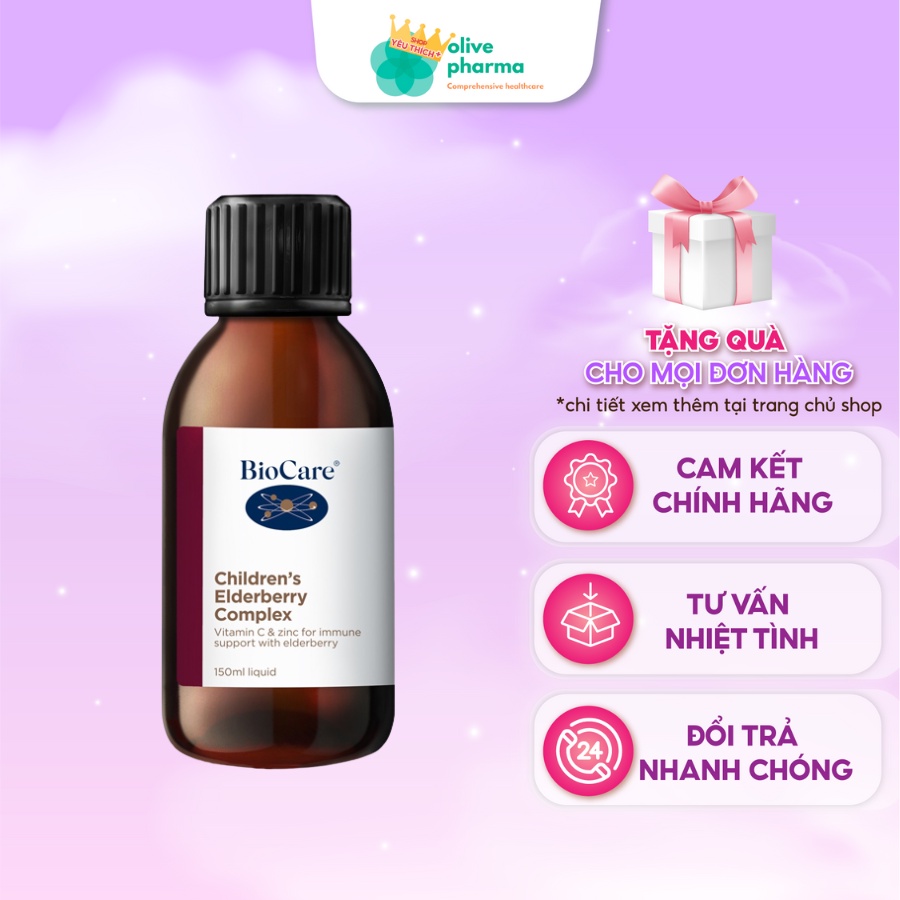 Siro BioCare Children's Elderberry Complex bổ sung Kẽm & Vitamin C dành cho trẻ trên 3 tuổi - chai 150ml