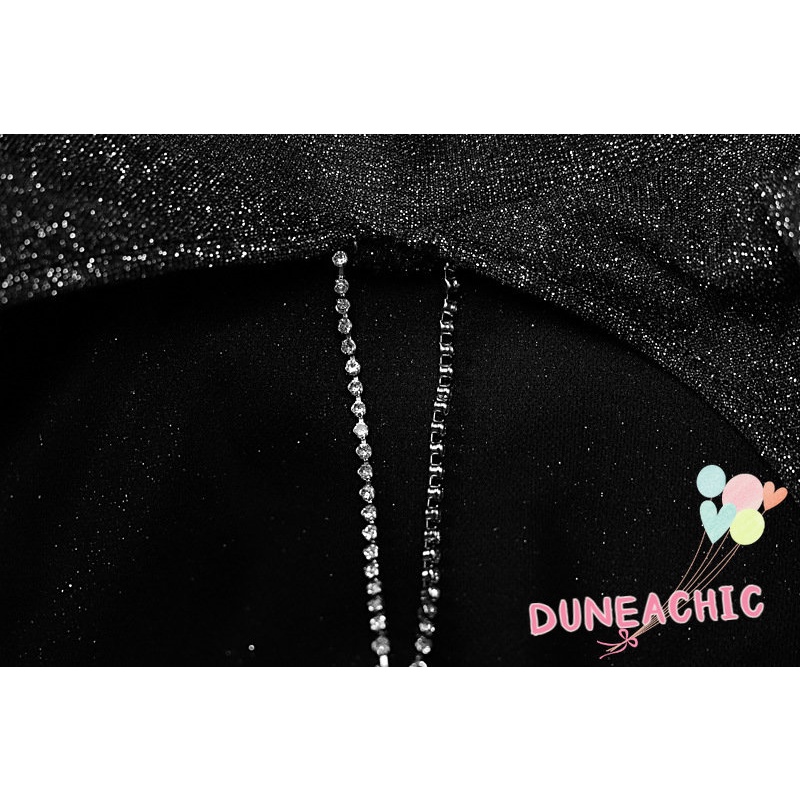 DUNEA Đầm dự tiệc hở lưng phối chuỗi xích long lanh thời trang dành cho nữ