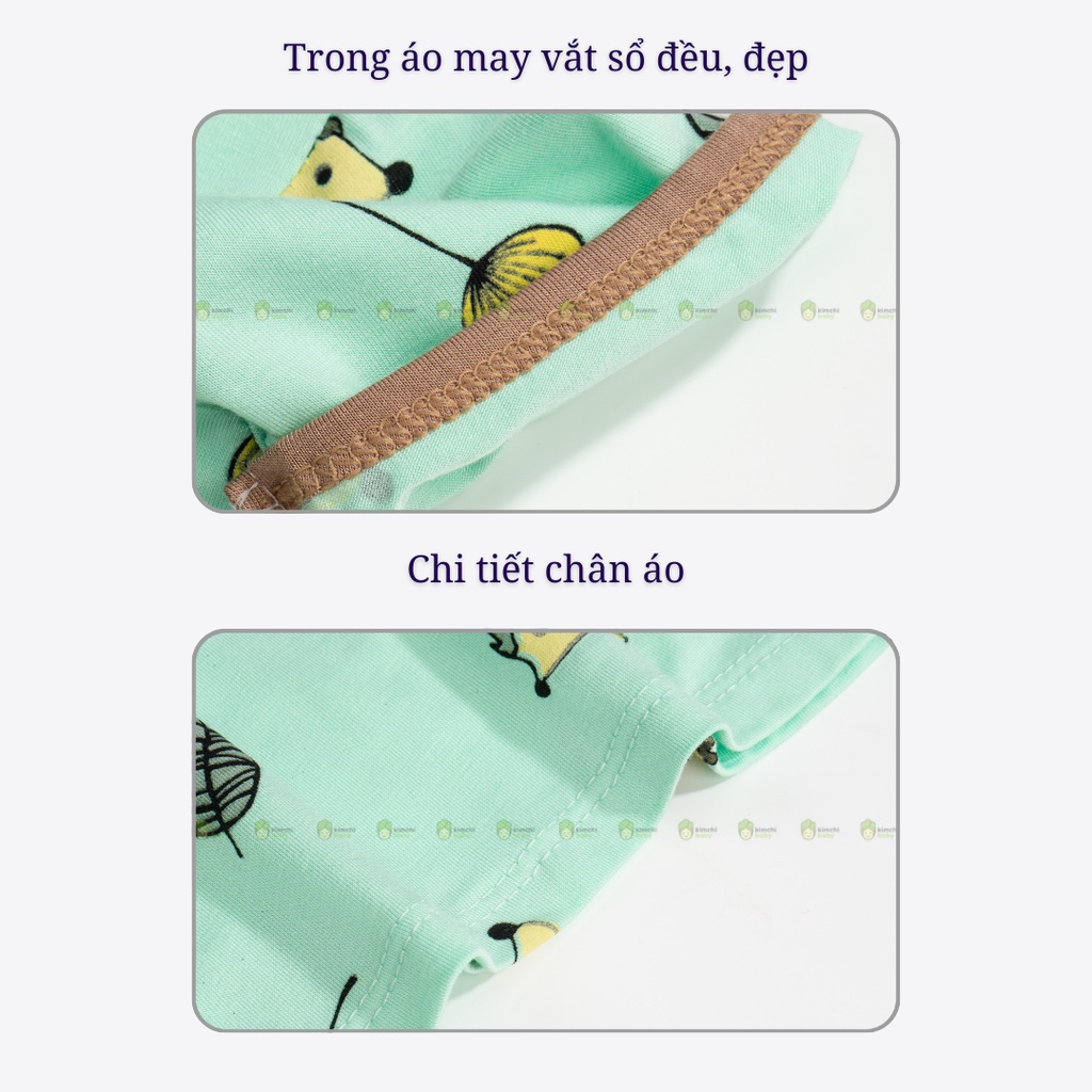 Bộ Cộc Tay Cho Bé Trai, Bé Gái Minky Mom Vải Thun Lạnh Hoạ Tiết Nhím Nâu Cổ Viền, Bộ Quần Áo Trẻ Em Mặc Nhà MKM2214