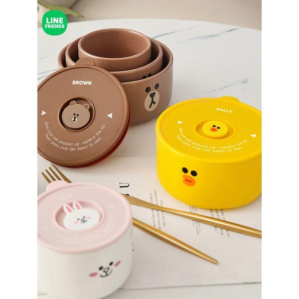 【Line Friends】vỏ Bọc Hộp Cơm Trưa Bằng Gốm Sứ Có Nắp Đậy Chống Rò Rỉ (Có Sẵn)