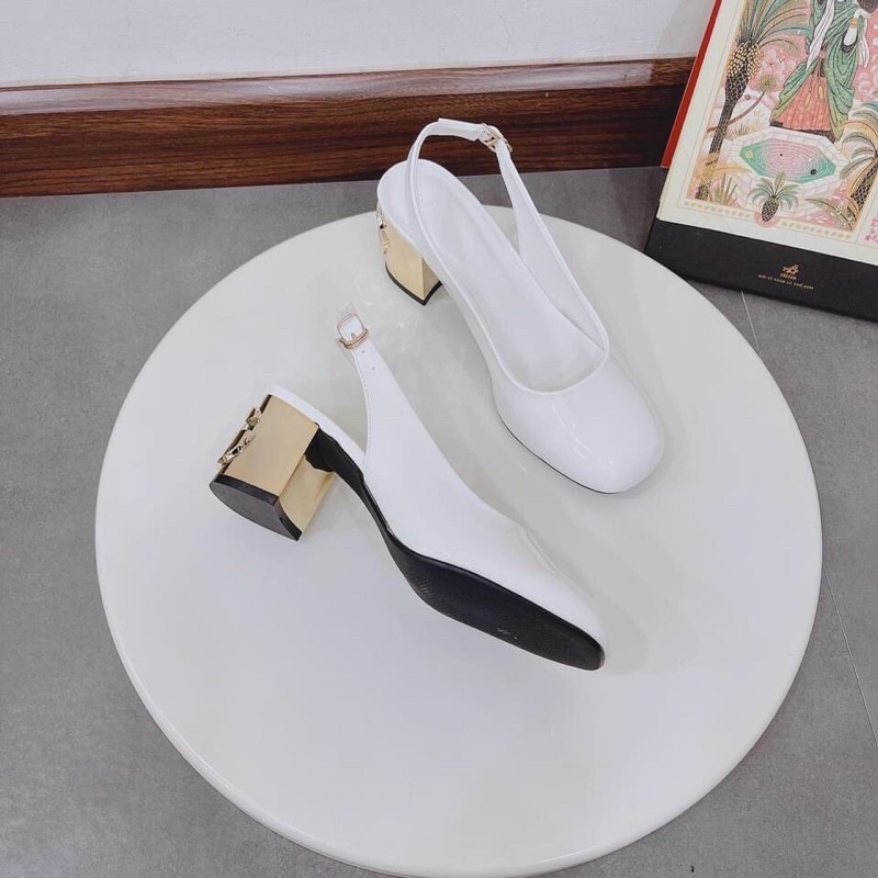 Xăng đan nữ Sandal 5p bít mũi cực đẹp hàng cao cấp gót đồng gold sanh chảnh - Chị Chảnh Store