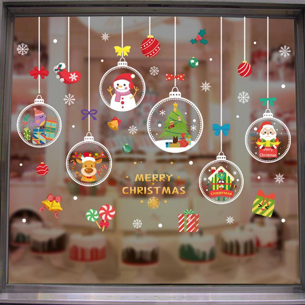 KUNHEV Miếng Dán Trang Trí Cửa Sổ Chống Thấm Nước Họa Tiết Tuần Lộc / Ông Già Noel Độc Đáo