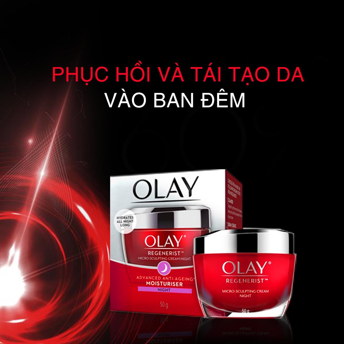 Kem dưỡng ẩm Olay Ban đêm chống lão hóa Regenerist Micro Sculpting Cream Night 50g