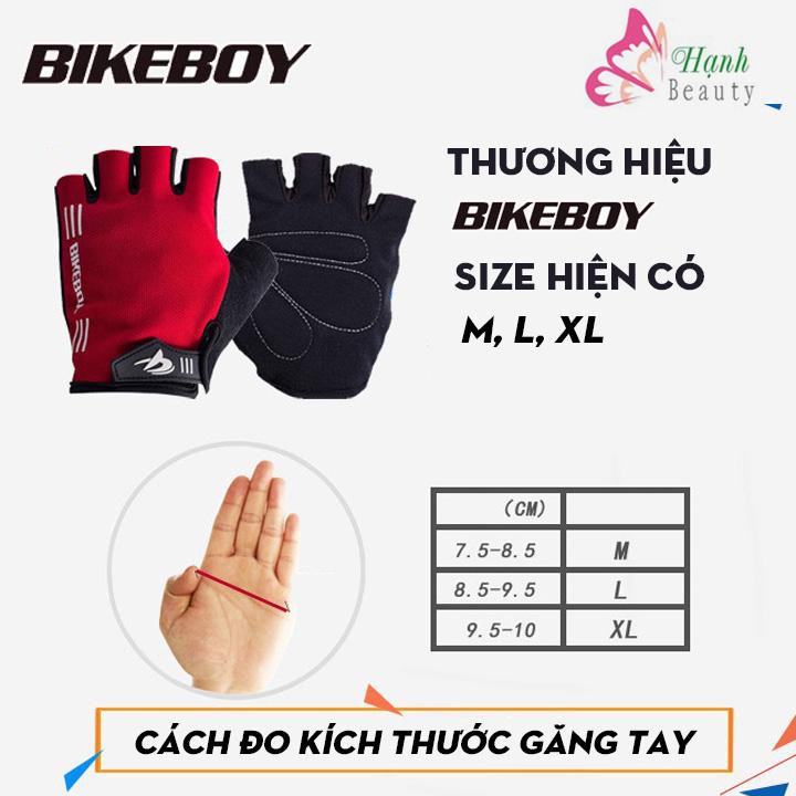 Găng tay xe đạp thể thao nam nữ cụt ngón, bao tay xe đạp đua địa hình chống trượt Bikeboy