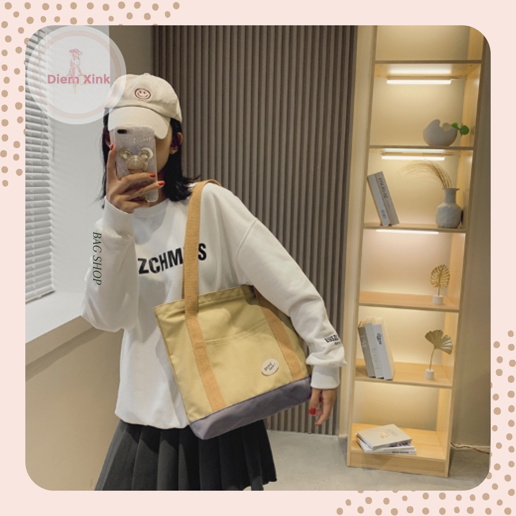 Túi Đeo Vai Vải Canvas Cỡ Lớn Phong Cách Ulzzang Năng Động Dành Cho Học Sinh Sinh Viên- Diễm Store- T97-13