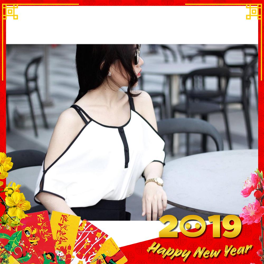 Áo rớt vai tay dơi viền nổi