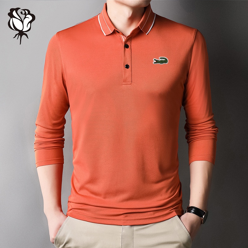 Áo polo Dài Tay Thêu Họa Tiết 6 Màu Lựa Chọn Dành Cho Nam