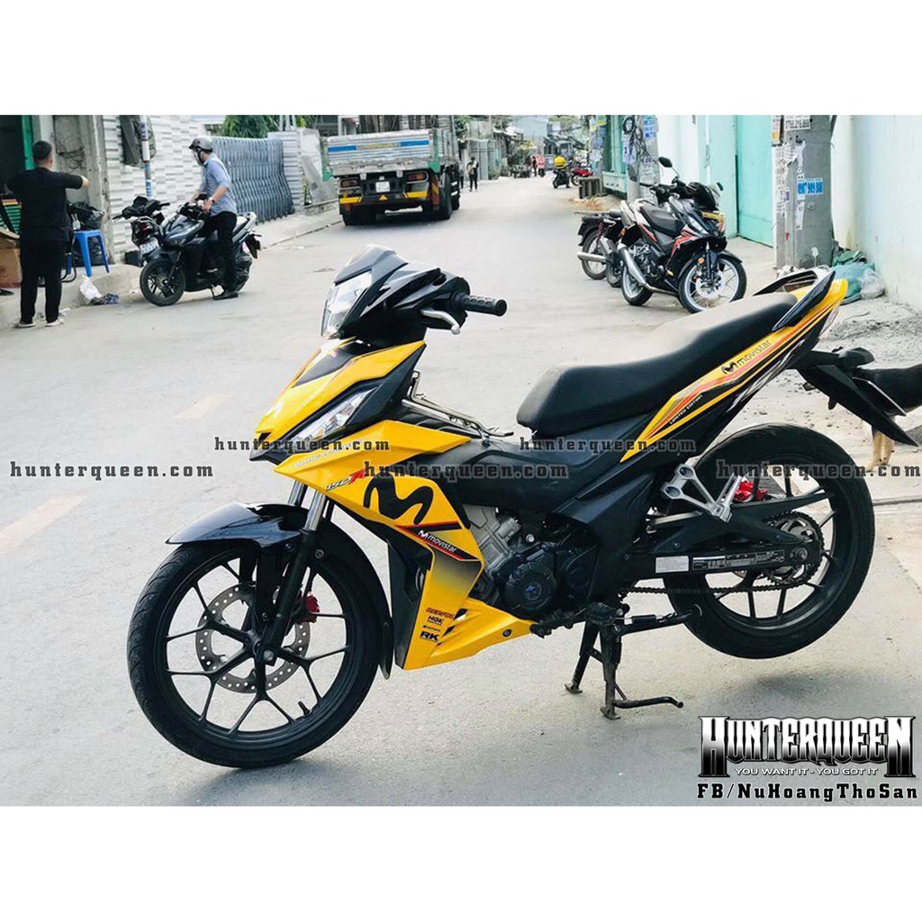 Tem rời xe Winner vàng. Movistar đen đơn giản. Chất lượng cao, bền đẹp. Decal chế theo yêu cầu