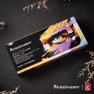 Bộ Màu Vẽ Nước Pastel Acrylic Renaissance 12 màu x 12ml Cao Cấp Dạng Tuýp