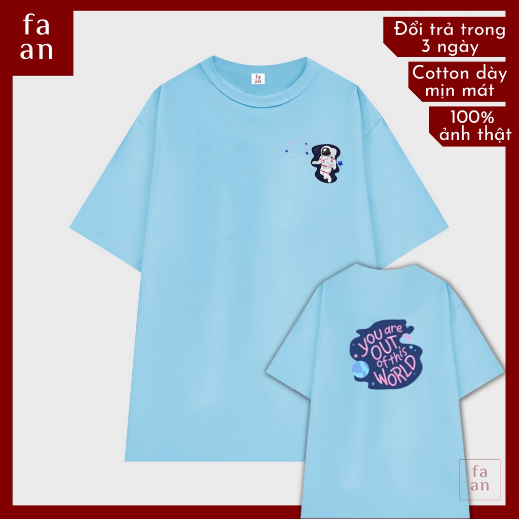 ATPHG-BLU- Áo thun unisex tay lỡ form rộng,áo phông basic cotton co giãn thoáng mát hình Phi hành gia đơn giản cá tính