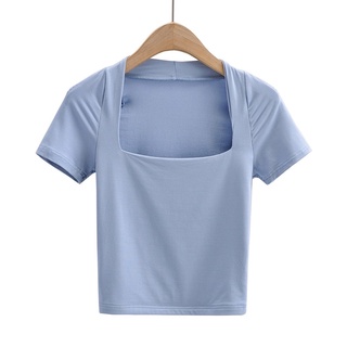 Áo thun cotton cổ vuông [ảnh thật]