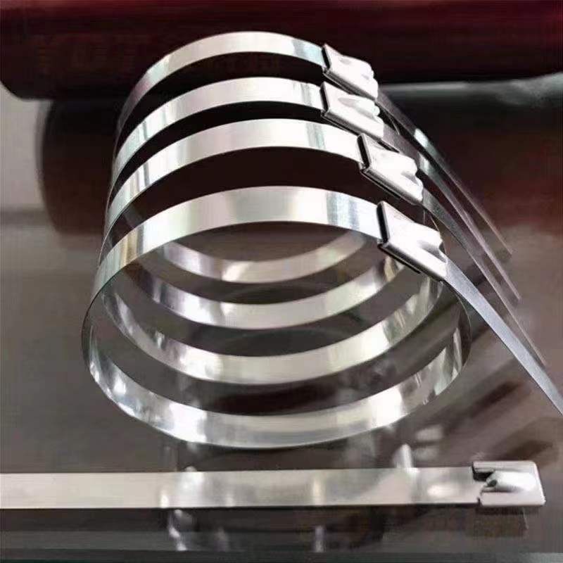 Cáp thép không gỉ Tie Kim loại Tự khóa Dây quấn Zip 100 chiếc 4.6 * 450mm Helium066