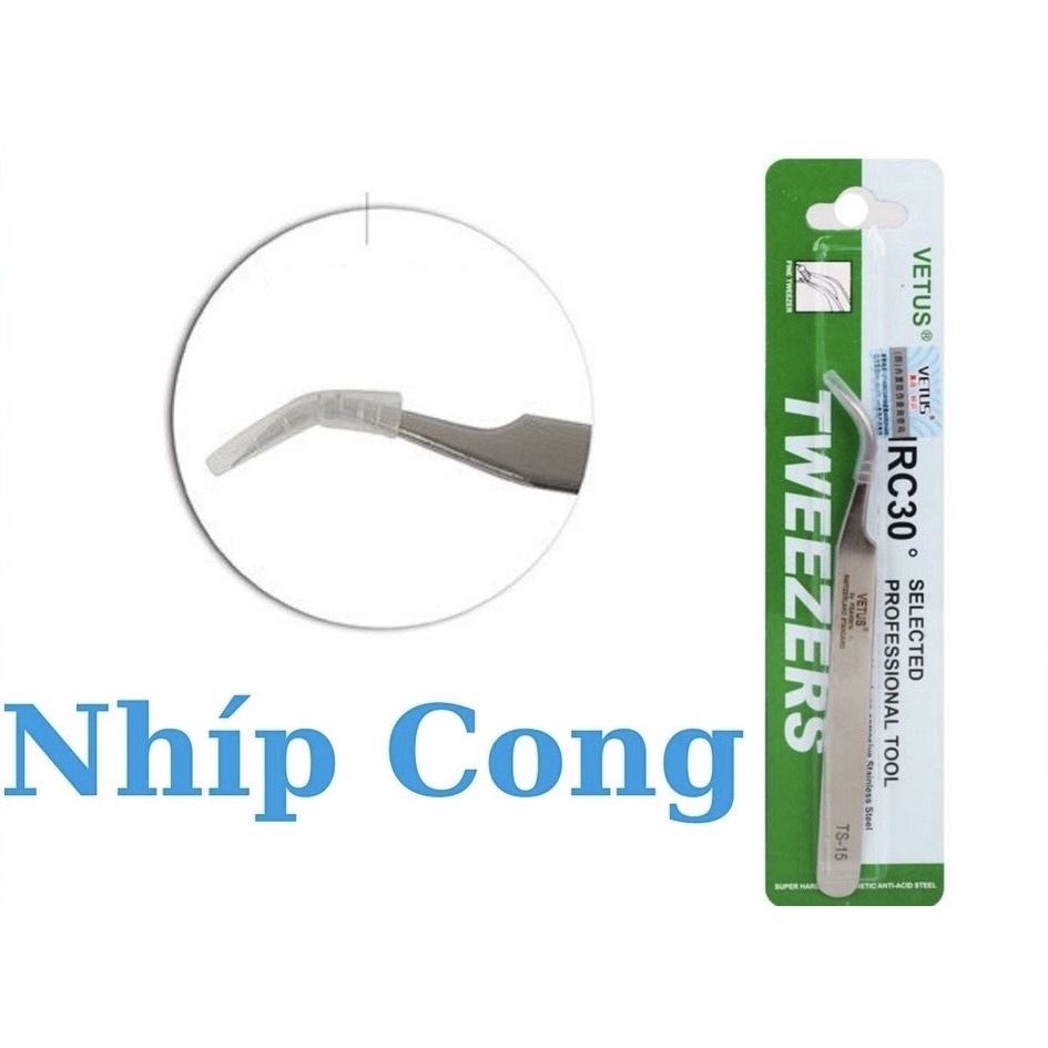 combo nhíp tách mi cong trơn + thẳng trơn - dụng cụ nối mi - sky179