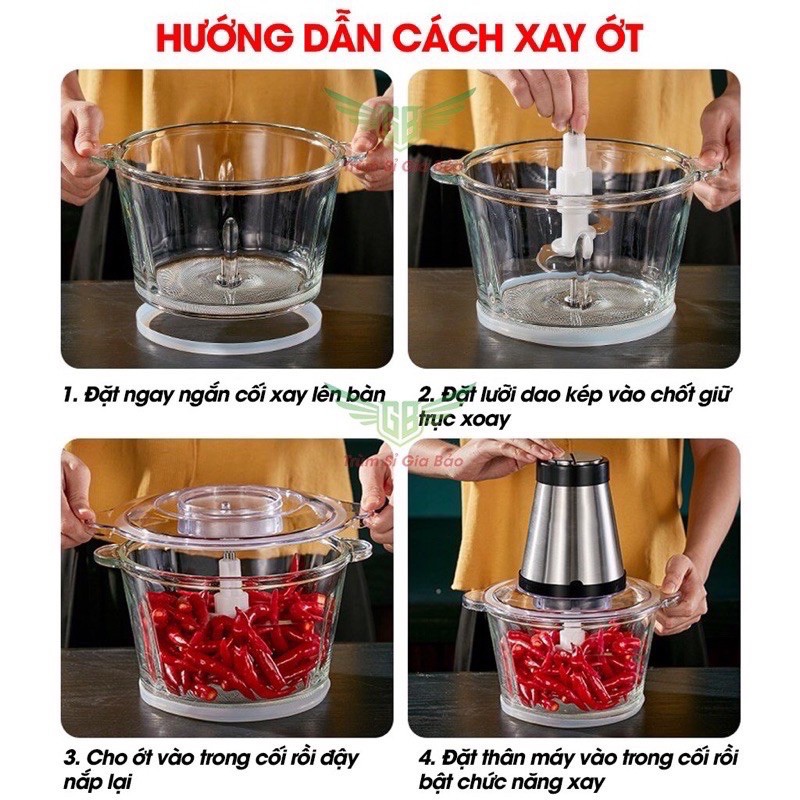 Máy Xay Thịt-Máy xay đa năng Cối Inox 4 Lưỡi,Công suất 300W