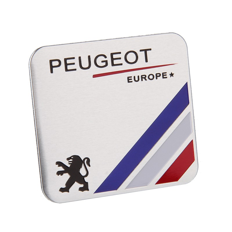 Sticker trang trí ô tô bằng kim loại kích thước 60x55mm in chữ Peugeot độc đáo