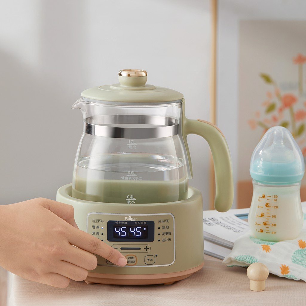 Bình đun nước và máy hâm sữa tiệt trùng Mini đa năng cho bé Bear TNQ-D12W7, pha trà, khử Clo - HAPOS