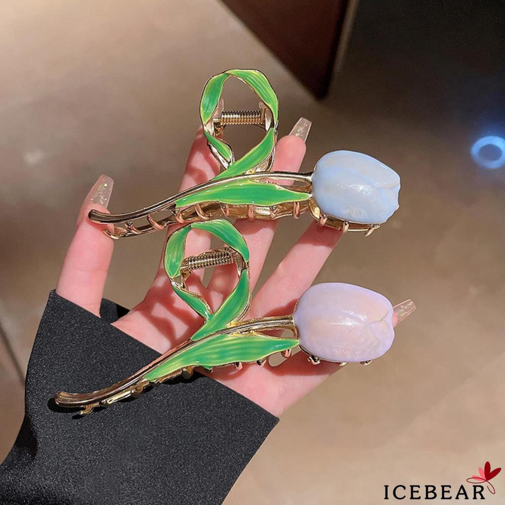 Kẹp Tóc Hình Hoa Tulip Bằng Kim Loại Dễ Thương Cho Nữ