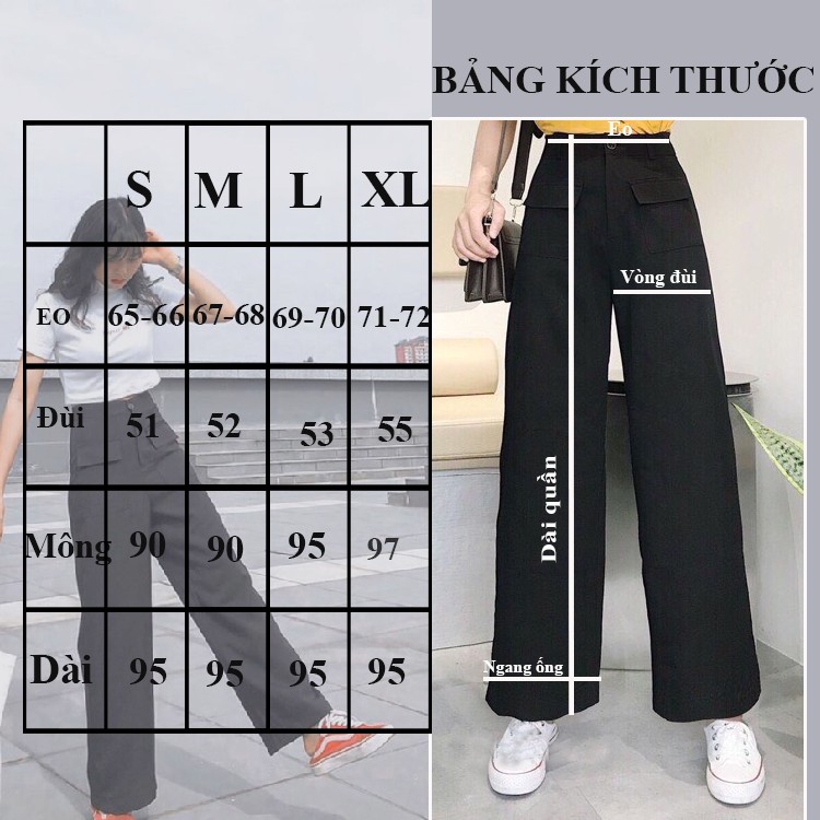Quần Tây Ống Suông Đen Phối Túi Trước lưng cao Basic BC57
