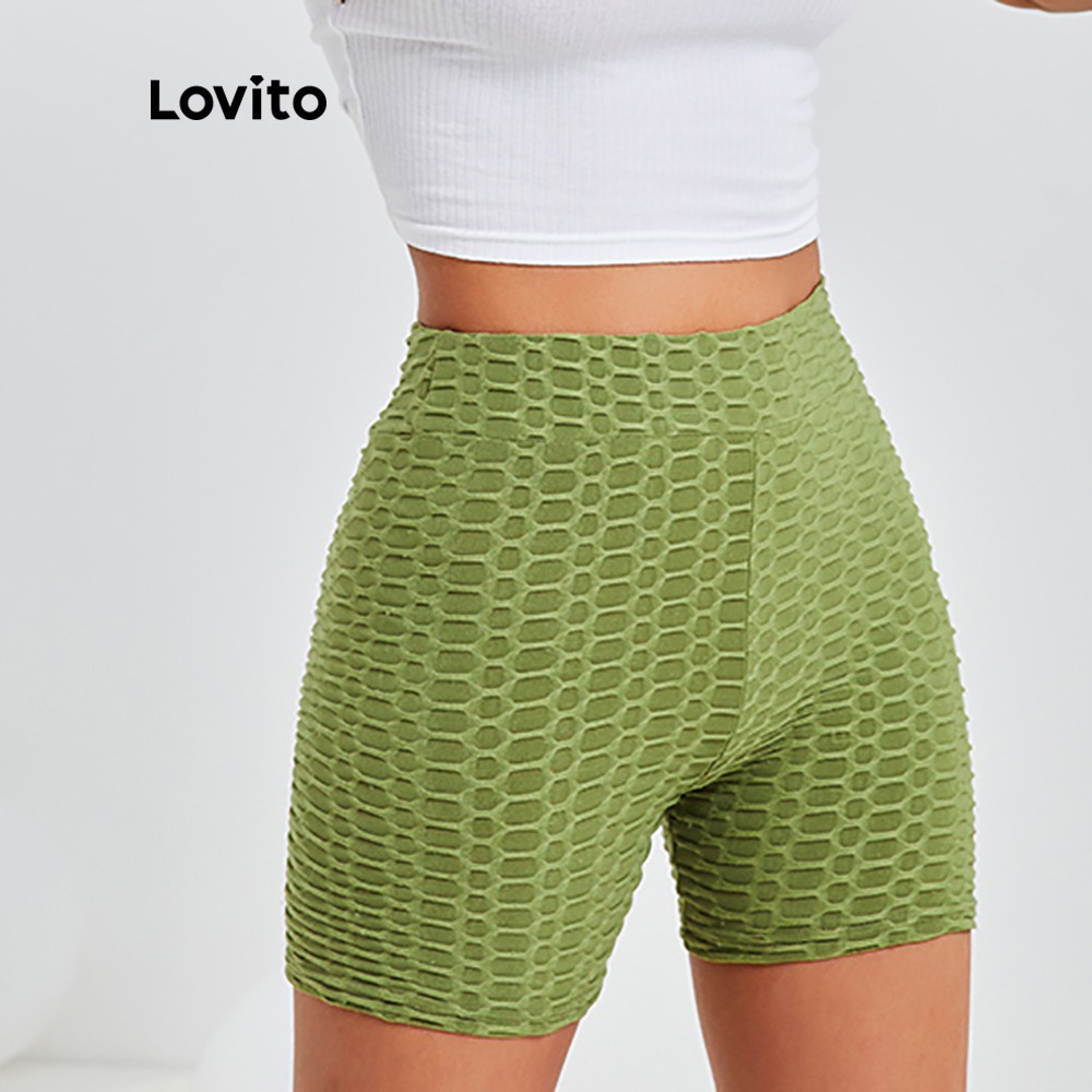 Quần short Lovito màu trơn có kết cấu phong cách thể thao cơ bản L14D043 (màu xanh lá) | BigBuy360 - bigbuy360.vn