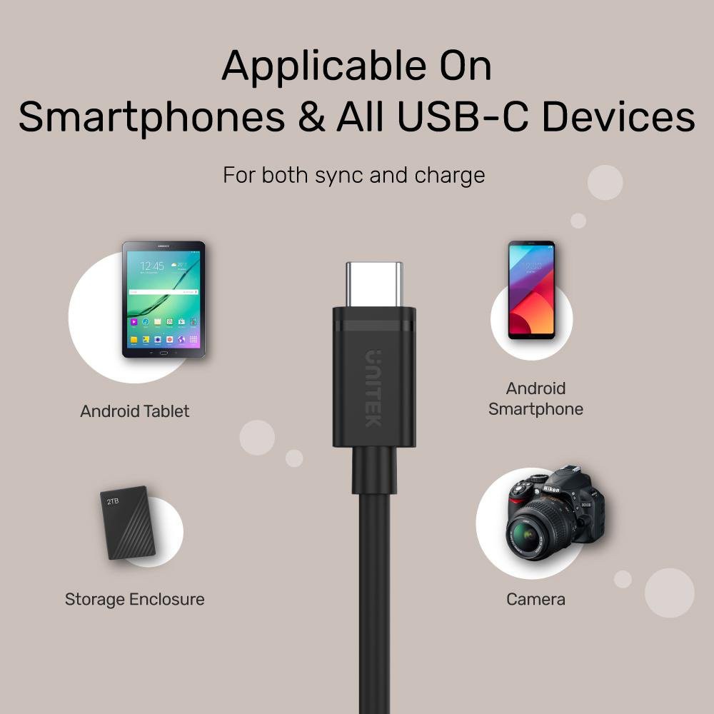 UNITEK Y-C477BK - Cáp USB Type-C Với 5Gbps Cao Cấp