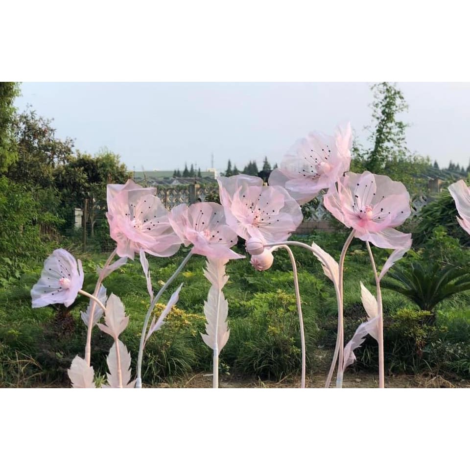 Combo cả bộ 7 cây hoa khổng lồ màu hồng dùng làm backdrop, trang trí nhà cửa, quán xá , sự kiện, tiệc cưới. ( có bán lẻ)