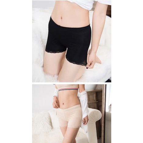 Quần Lót Bảo Hộ Vải Lụa Mỏng Không Đường May Viền Ren Thời Trang Cao Cấp Cho Nữ