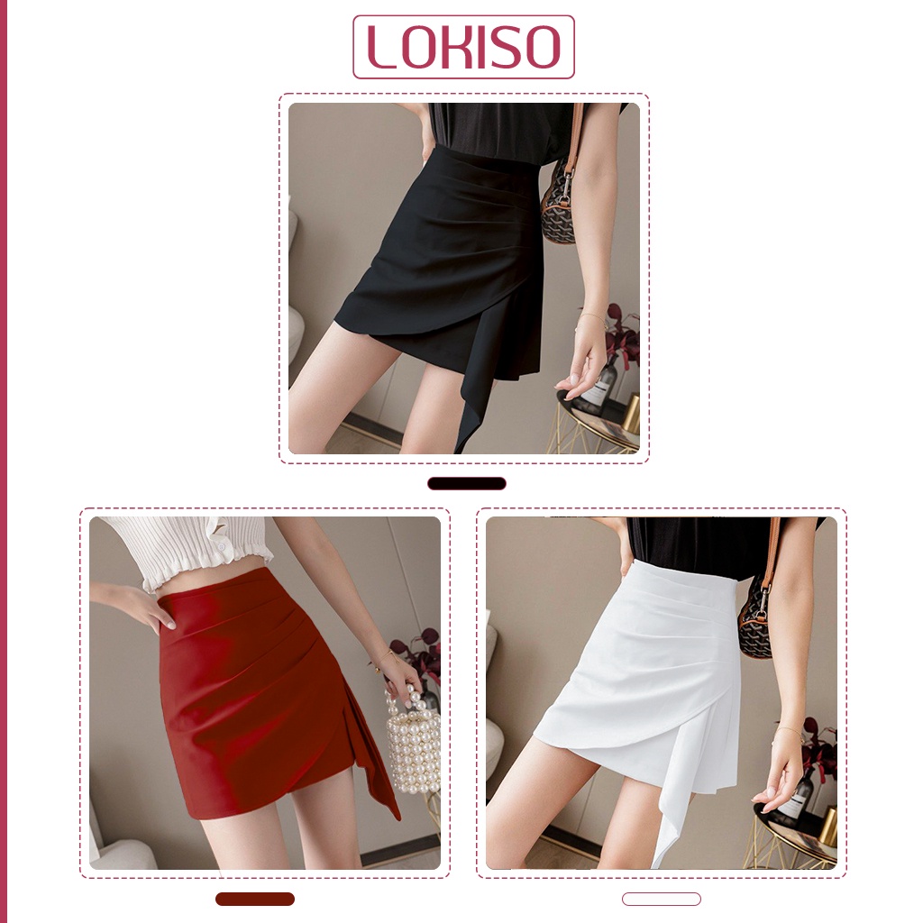 Chân váy ngắn chữ a xếp ly ôm body công sở lưng cao LOKISO CV24