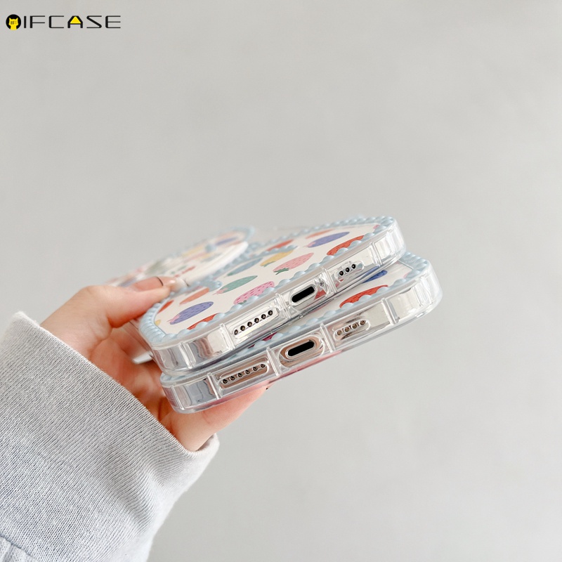 Ốp Điện Thoại Mềm Trong Suốt In Họa Tiết Trái Cây Có Giá Đỡ Cho iPhone 13 12 11 Pro Max XS Max XR X