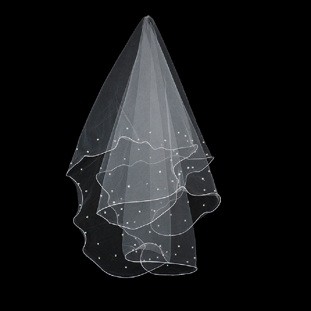 Mạng Che Mặt Đính Ngọc Trai Và Ruy Băng Đơn Giản Viền Mới Cho Cô Dâu Trong Studio