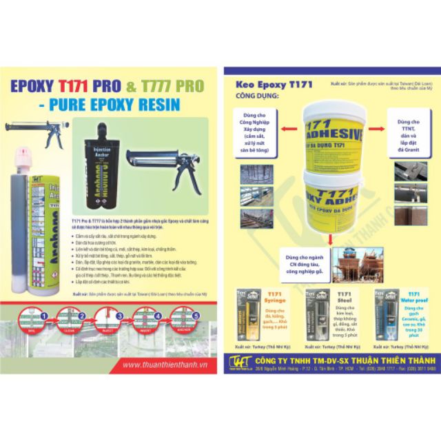 Keo Epoxy đa năng dán đá, bê tông, cấy sắt …2 thành phần T171 1kg