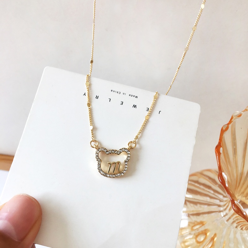 Dây chuyền nữ mạ vàng mặt gấu đính đá VC002 Leous Accessories