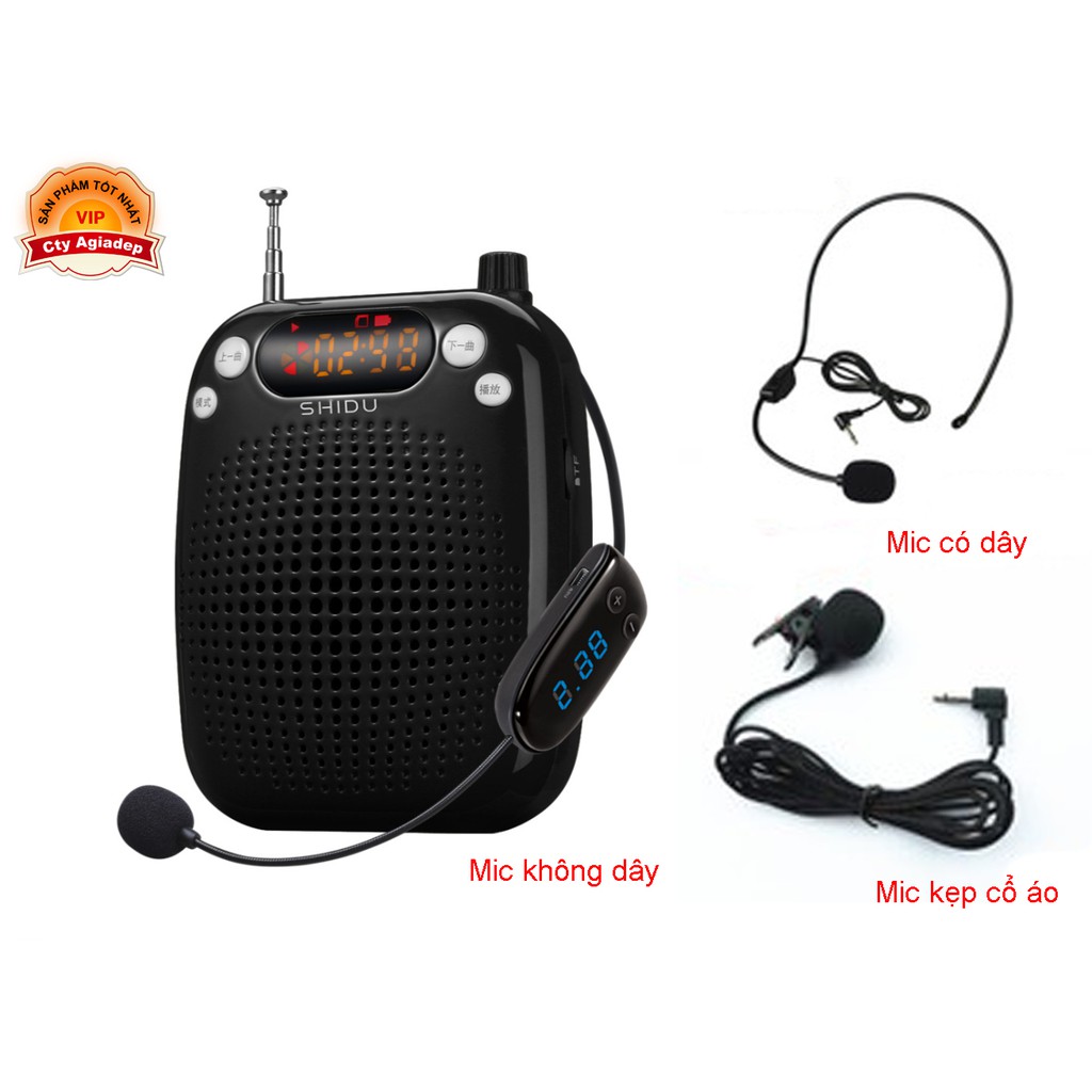 Mic trợ giảng, Loa trợ giảng không dây Loại xịn (3 Mic ko dây + Mic có dây + Mic cổ áo) Shidu AS611