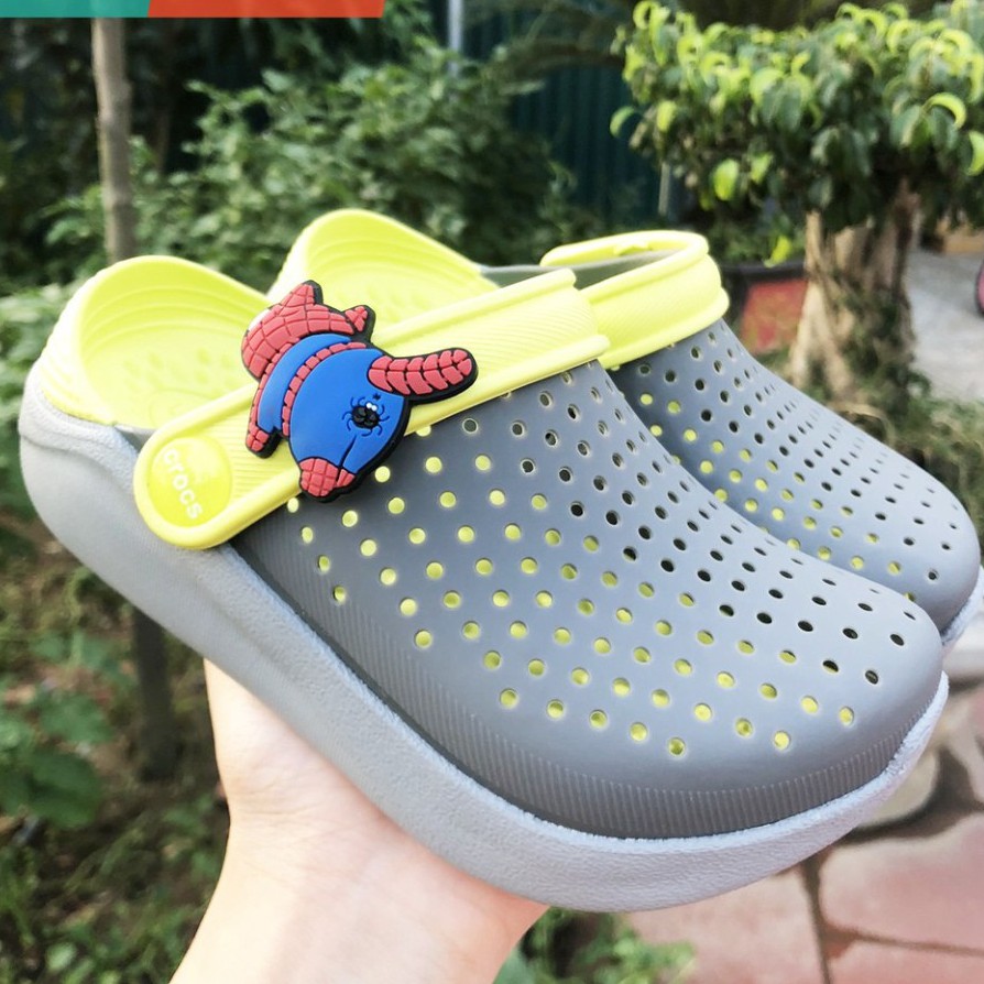Dép cross literide cho bé trai và bé gái màu Xám   CHỐI SỤC LÍT quai ngang hàng xuất khẩu full box