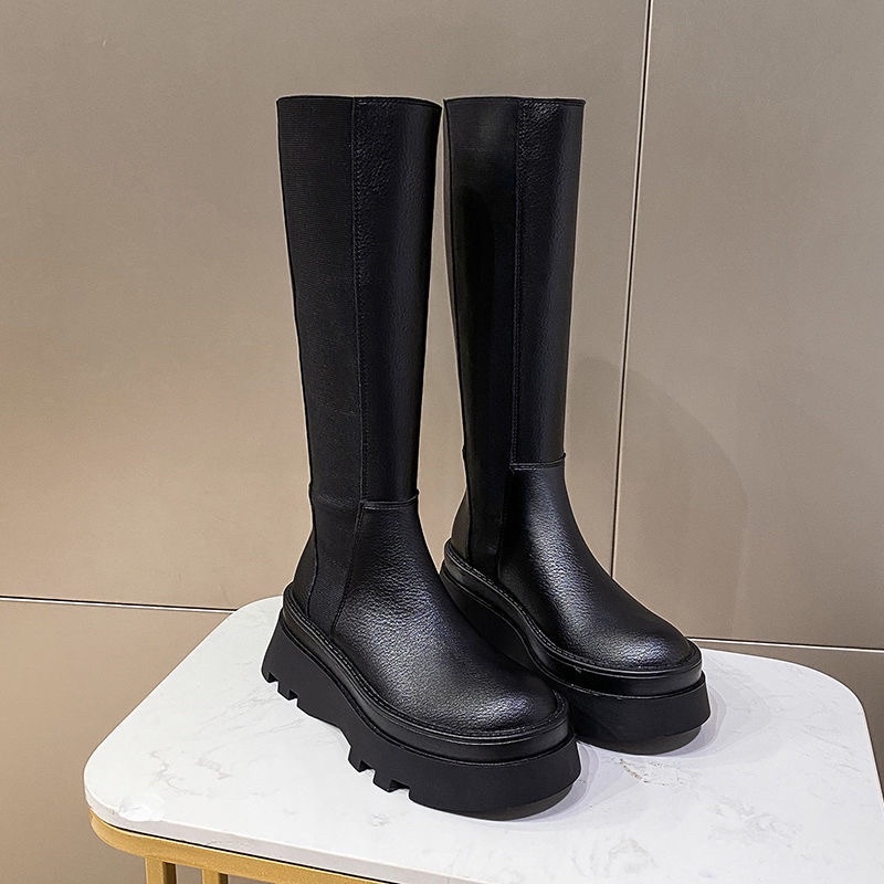 Giày Boost Đùi Da Đế Cao