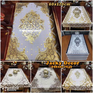 [FREESHIP] Khăn trải bàn 60x120cm PVC Ren Hoa Dập Nổi 3D - HÀNG LOẠI 1