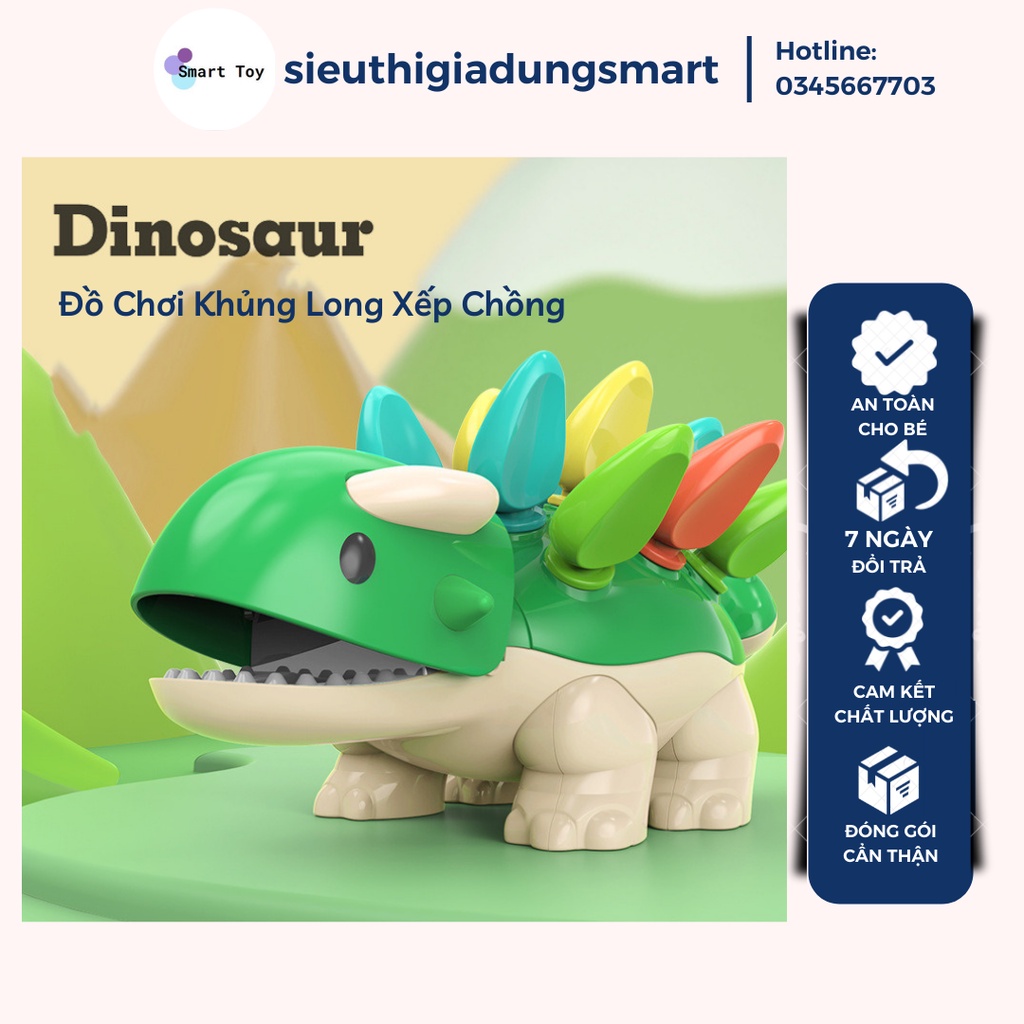 Đồ Chơi Khủng Long Xếp Chồng Nhiều Màu Sắc Cho Bé,Rèn Luyện Bé Nhận Diện Màu Sắc Và Số Đếm,Nhựa An Toàn Cho Bé 0-3 Tuổi