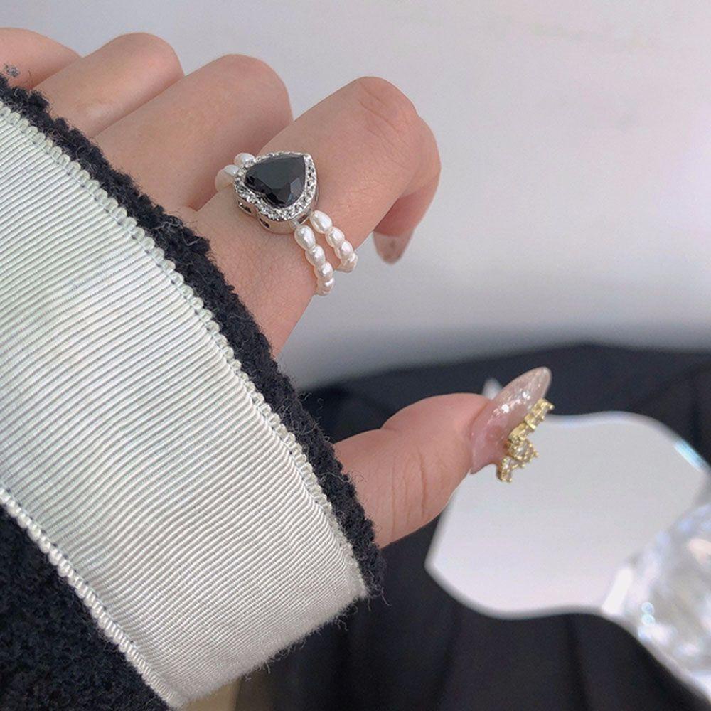 Nhẫn Kim Loại Màu Đen Hình Trái Tim Lãng Mạn|Trang Sức Vòng Cổ Cho Bữa Tiệc