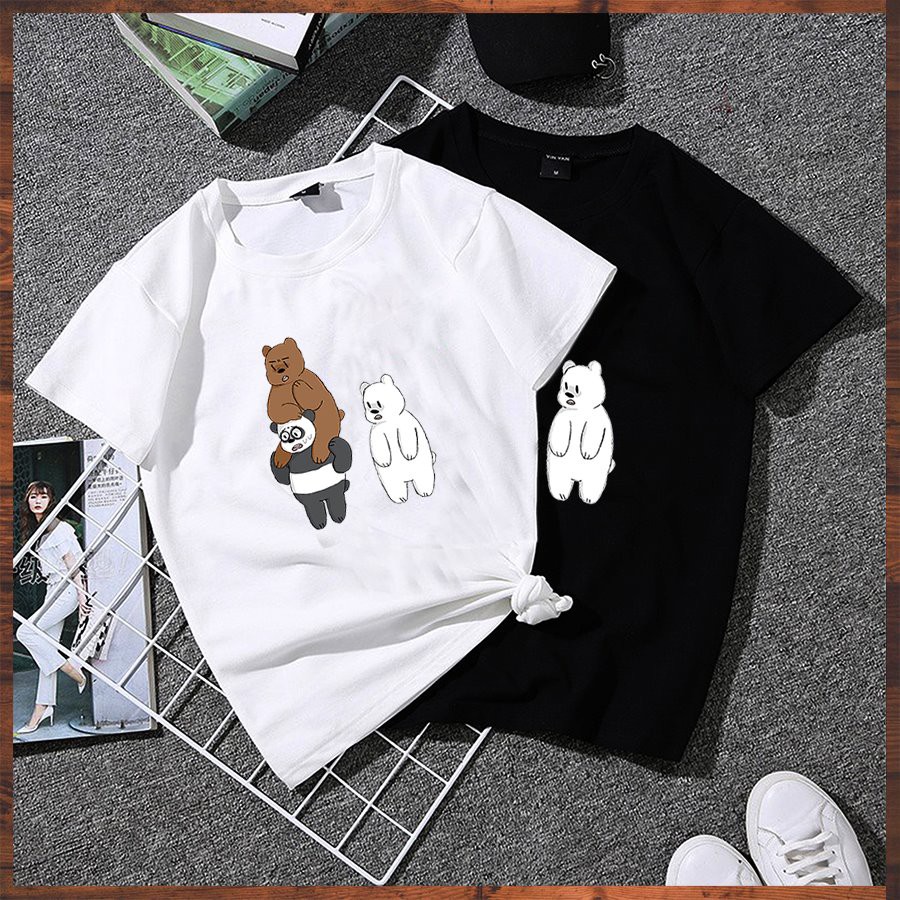 Áo thun tay lỡ form rộng in 3 chú gấu dễ thương vải dày mịn 2020TN1033