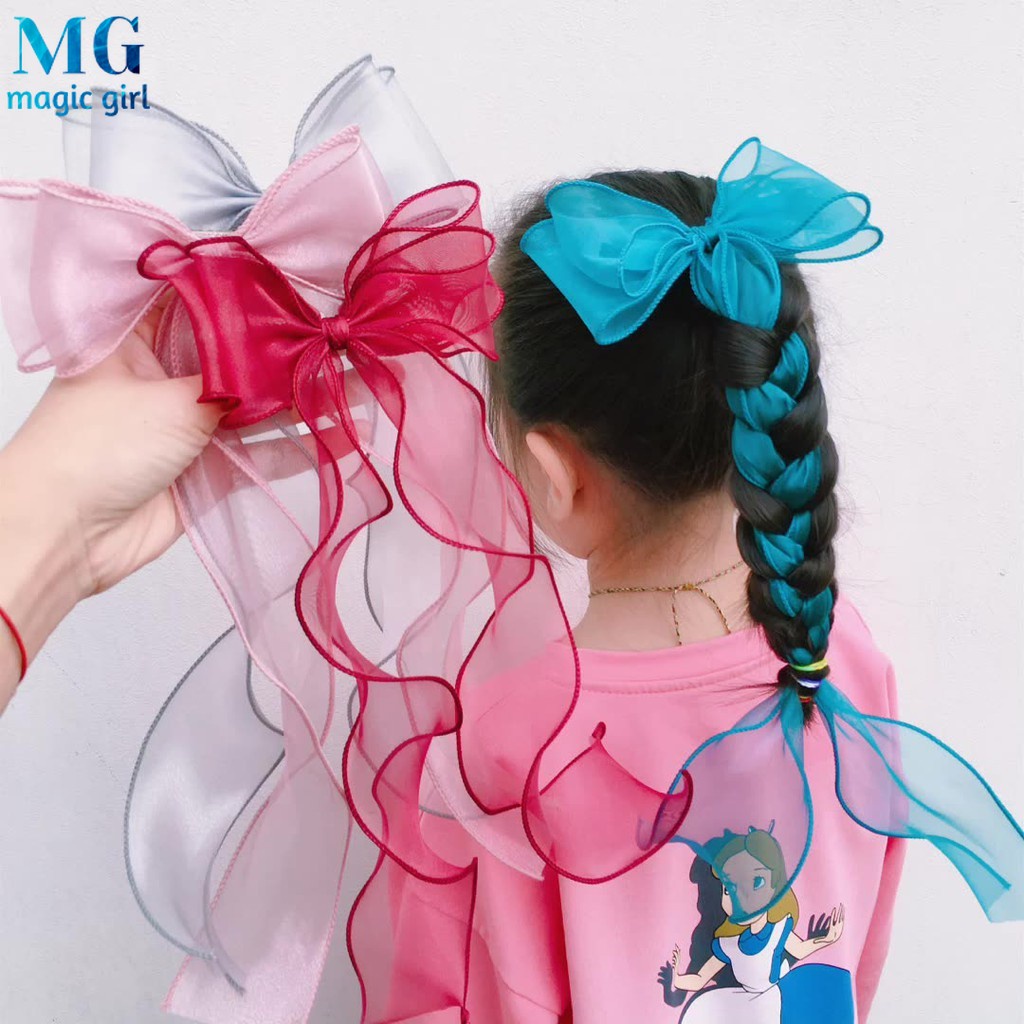 Kẹp Tóc Ruy Băng Thắt Nơ Đuôi Ngựa Thời Trang Xinh Xắn