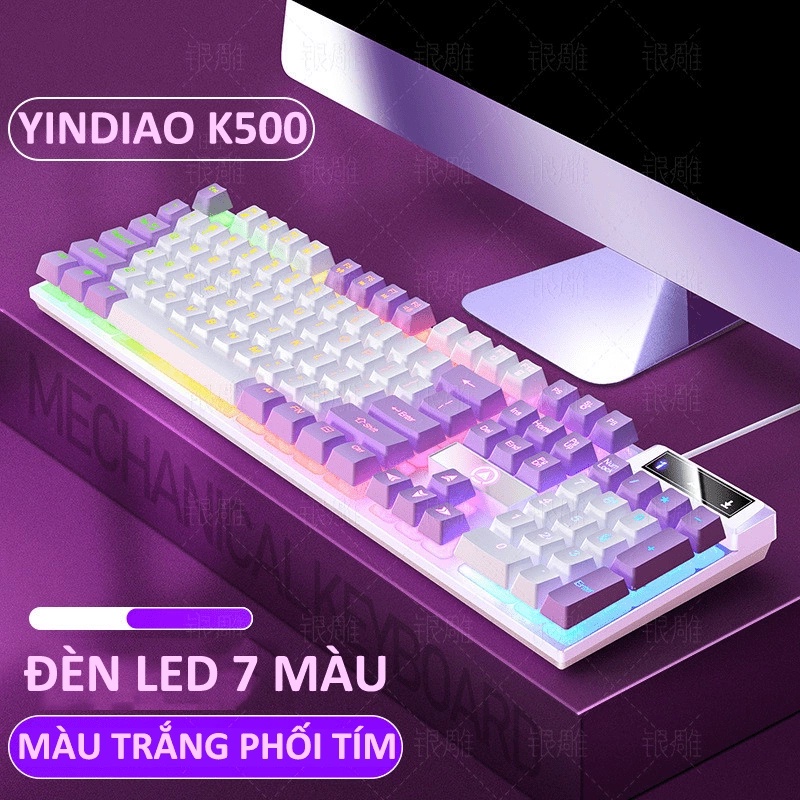 Bàn phím giả cơ gaming YINDIAO K500 led đa màu - phối keycaps cực đẹp (5 màu tuỳ chọn)