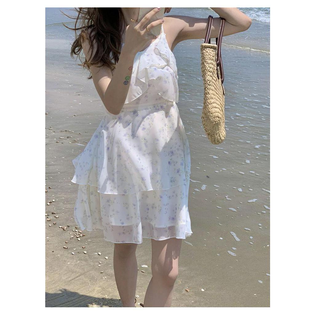 Đầm Chiffon Hoa Hai Dây Thời Trang Mùa Hè Kiểu Mới 63566