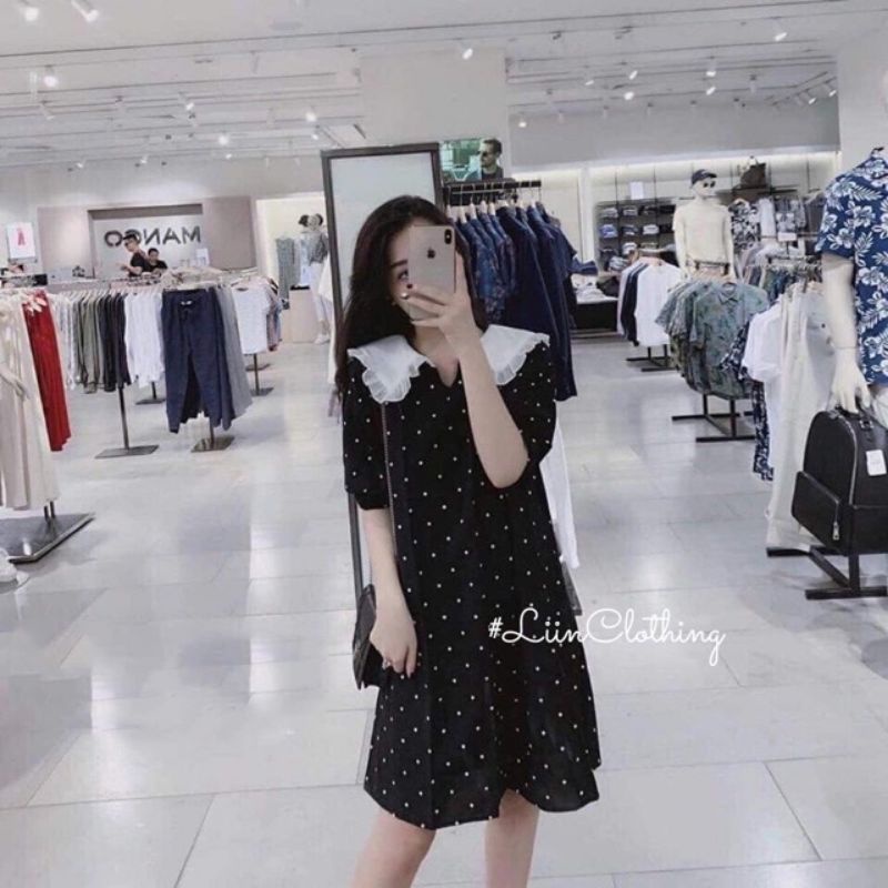 (Xả lỗ cho hết )Váy bầu đẹp dáng xuông chấm bi