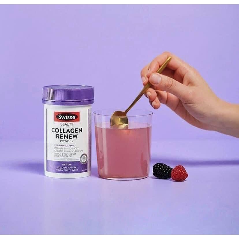 Bột uống đẹp da, căng bóng da, bổ sung collagen ngủ ngon Bột Swisse Collagen Renew Powder 120gram