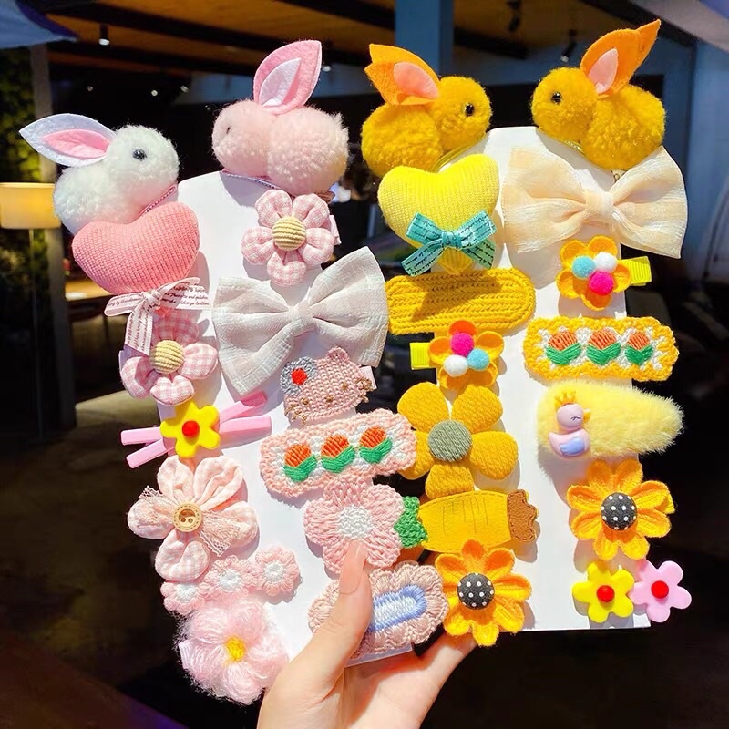 HOT TREND CHO BÉ GÁI SET 9 KẸP TÓC 2 CON THỎ