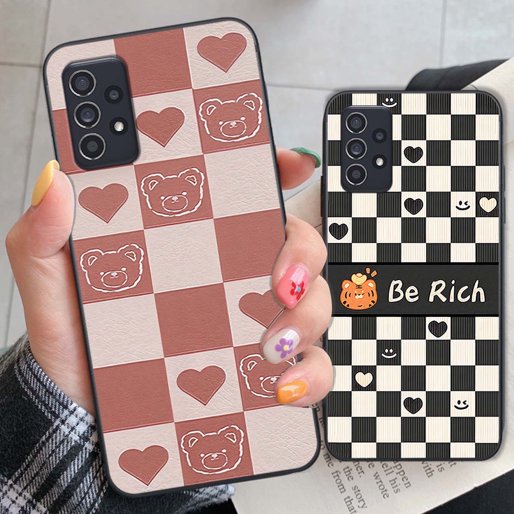 Ốp Samsung A32 / A52 / A72 gấu Bear rick caro vuông thời trang siêu đẹp